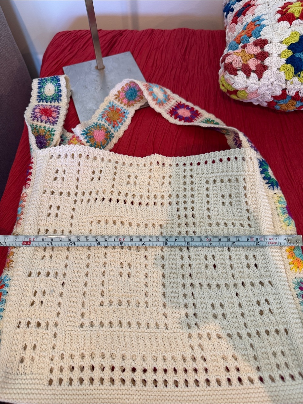 Altar’s state and Handmade 2 Crochet White Tote Bag with Colorful Strap - Picture 7 of 15